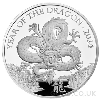 2024 Royal Mint 1oz Year of the Dragon Proof Silver Coin Boxed