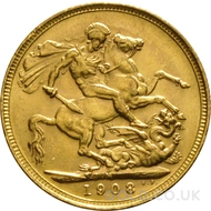 1908 Gold Sovereign Coin Edward VII (M)