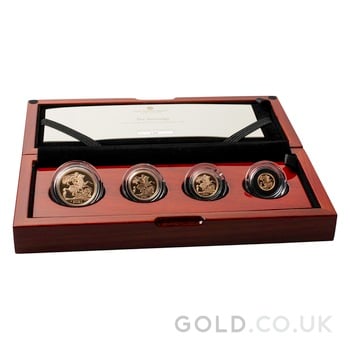 2021 Proof Gold Sovereign 4 Coin Set Smaller Boxed