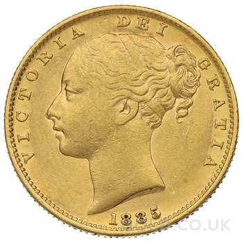 1885 Gold Sovereign Coin Queen Victoria Young Head Shield Back Sydney