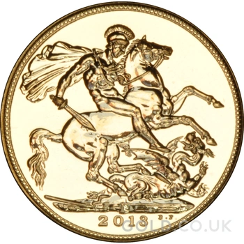 2013 Gold Sovereign Coin Elizabeth II Fourth Head India