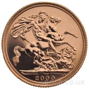 2000 Gold Sovereign Coin Elizabeth II Fourth Head