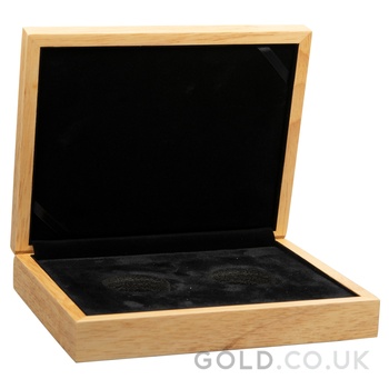 Large Oak Silver Coin Gift Box 2 x 1oz Silver Coins 39mm