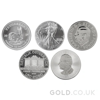 2024 1oz Silver Coin Set; Britannia, Maple, Philharmonic, Eagle, Krugerrand Gift Boxed