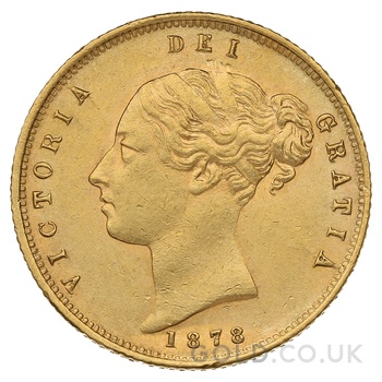 1878 Gold Half Sovereign Queen Victoria Young Head Shield Back