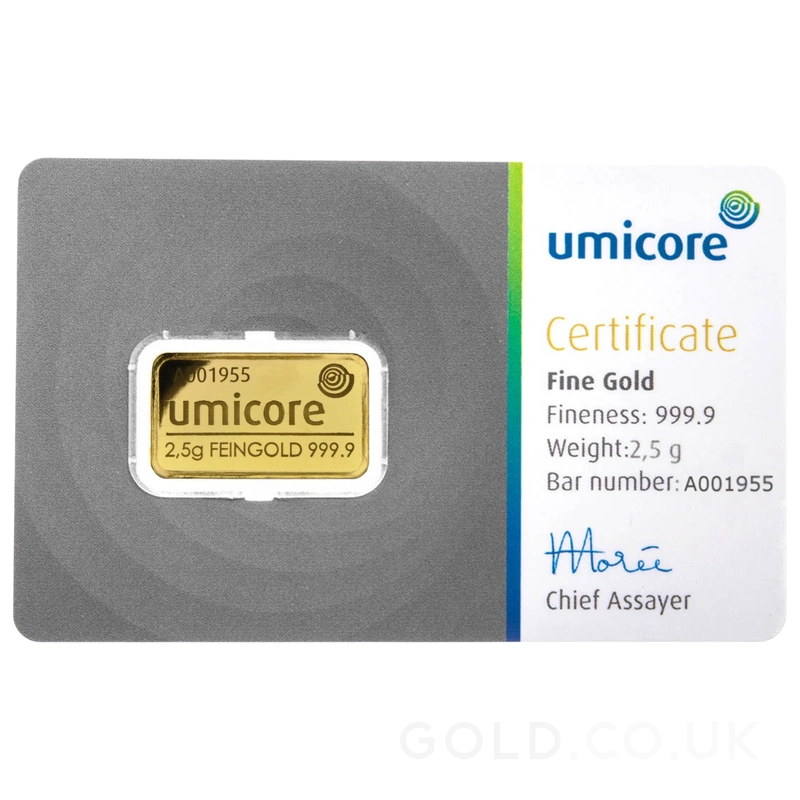 2.5g Gold Bar Umicore