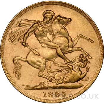 1885 Gold Sovereign Coin Queen Victoria Young Head NGC AU58