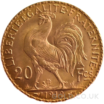 French 20 Francs Gold Coin Marianne Rooster