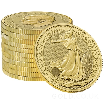 Tube of 25 2024 1/4oz Britannia Gold Coins