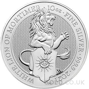 2021 10oz White Lion of Mortimer Silver Coin Queen's Beasts