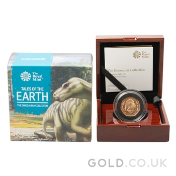 2020 Dinosaurs Collection Iguanodon Fifty Pence 50p Proof Gold Coin Boxed