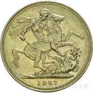 1887 Gold Sovereign Coin Victoria (M)