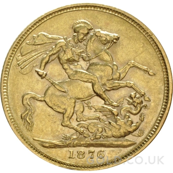 1876 Gold Sovereign Coin Queen Victoria Young Head Sydney