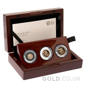 2019 Proof Gold Sovereign 3 Coin Standard Set Boxed