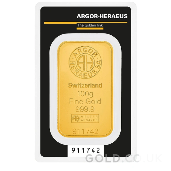 Argor-Heraeus 100g Gold Bullion Minted Bar