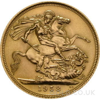 1958 Gold Sovereign Coin Elizabeth II Young Head