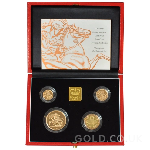 1999 Proof Gold Sovereign 4 Coin Set Boxed