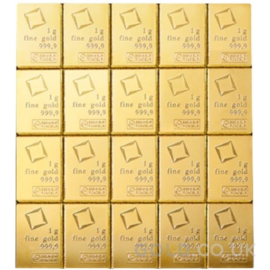 20 x 1g Gold Bar Valcambi CombiBar