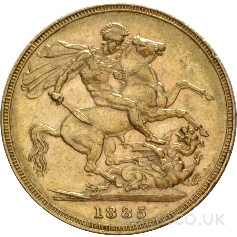 1885 Gold Sovereign Coin Queen Victoria Young Head Melbourne