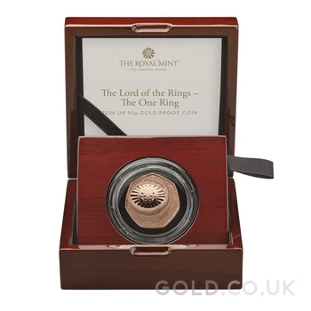 2026 50p Eye of Sauron - 25th anniversary of The Lord of the Rings Proof Gold Coin Boxed