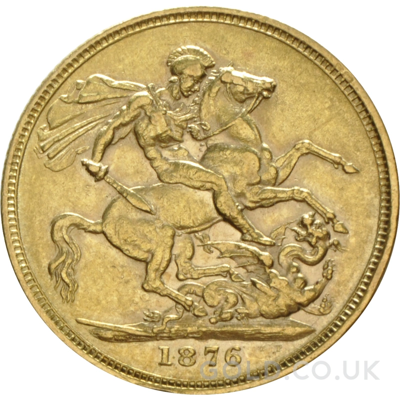 1876 Gold Sovereign Coin Queen Victoria Young Head Melbourne