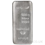 500g Metalor Silver Bars