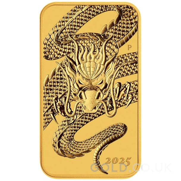 2025 Perth Mint 1oz Dragon Rectangular Gold Bar (Coin)