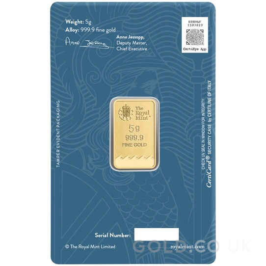 NEW 5g Gold Britannia Minted Bar