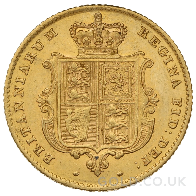 1851 Gold Half Sovereign Queen Victoria Young Head Shield Back