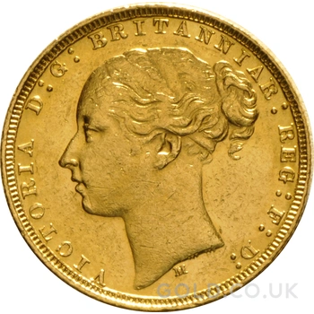 1880 Gold Sovereign Coin Queen Victoria Young Head Melbourne