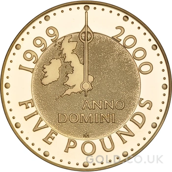 1999 2000 Proof Gold £5 Crown Coin Millennium