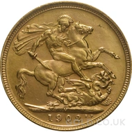 1902 Gold Sovereign Coin Edward VII (M)