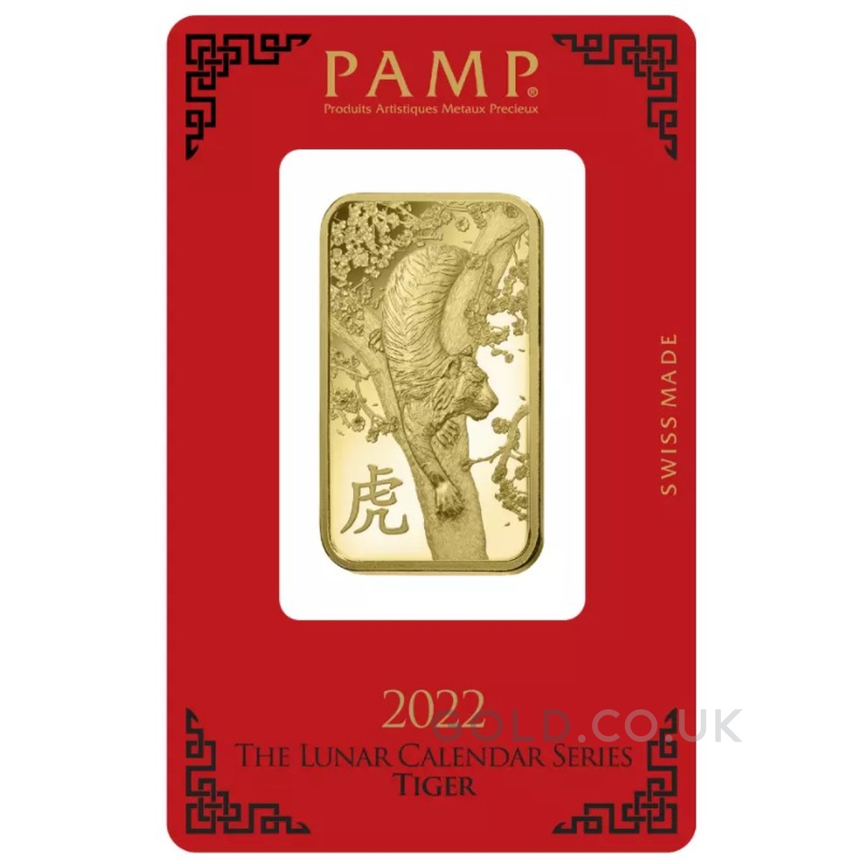 1oz Gold Bar 2022 Year of the Tiger PAMP