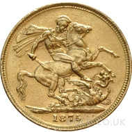 1875 Gold Sovereign Coin Victoria (M)