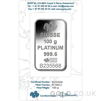 100g Platinum Bar PAMP Minted