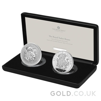 2024 Seymour Unicorn Silver Coin Tudor Beasts Proof 2 Coin Set Boxed