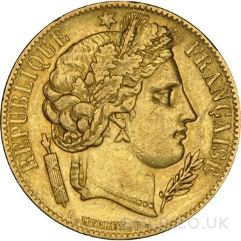 1849 French 20 Francs Gold Coin Ceres A NGC AU53