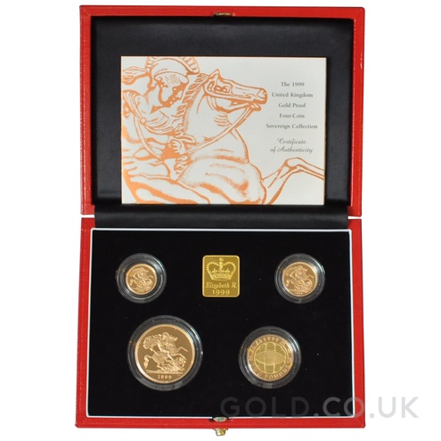 1999 Proof Gold Sovereign 4 Coin Set Boxed