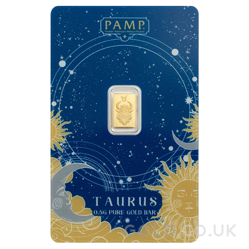 0.5g Gold Bar PAMP Zodiac Taurus Minted