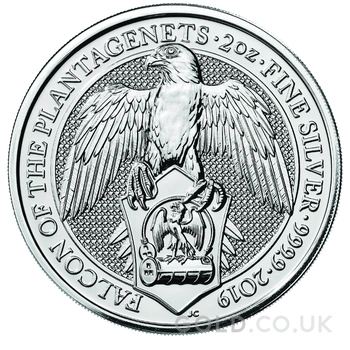 2019 2oz Falcon of the Plantagenets Silver Coin Queen's Beasts