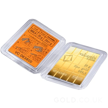 20 x 1g Gold Bar Valcambi CombiBar
