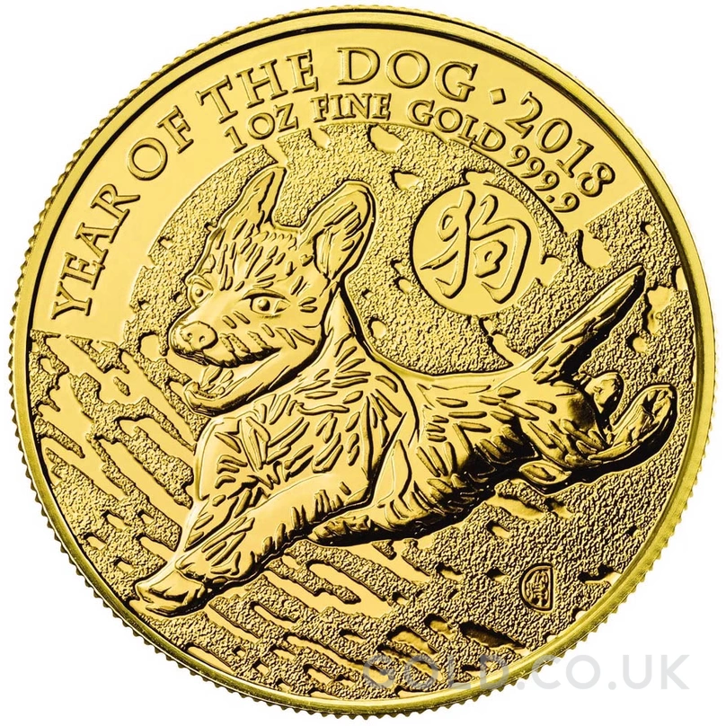 2018 Year of the Dog Gold Coin 1oz Royal Mint Lunar Series