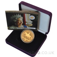 Gold Five Pound Proof Coin, Golden Jubilee Boxed (2002)