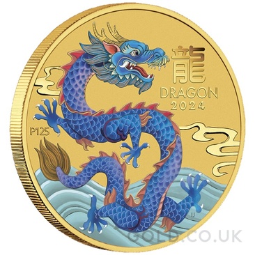2024 1/20oz Perth Mint Year of the Dragon Coloured Gold Coin