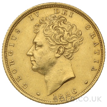1826 Gold Sovereign Coin George IV Bare Head