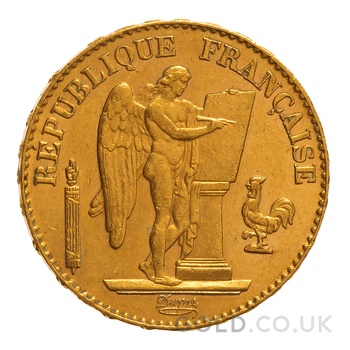 1897 French 20 Francs Gold Coin Guardian Angel A