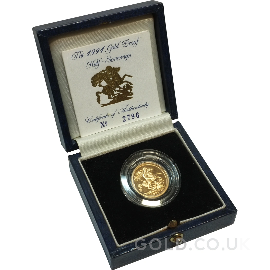 1991 Proof Gold Half Sovereign Boxed