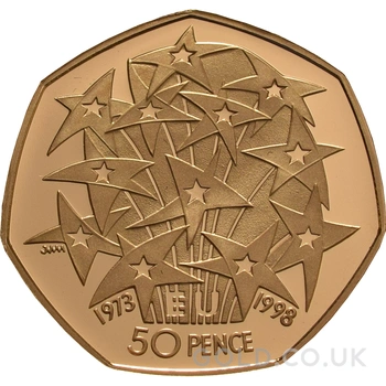 1998 Proof 50p Gold Coin EEC Boxed