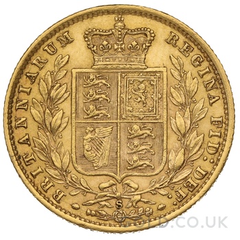 1877 Gold Sovereign Coin Queen Victoria Young Head Shield Back Sydney