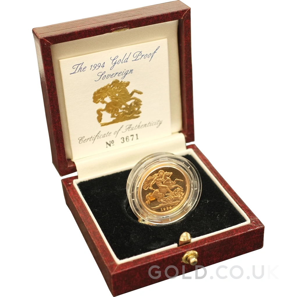 1994 Proof Gold Sovereign Boxed
